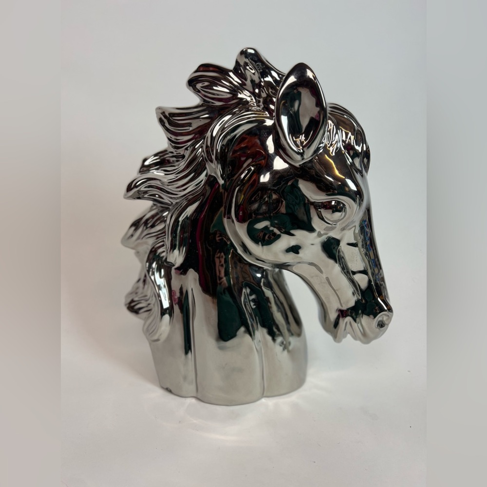Large Chrome Horse Head Large Silver Horse Bust Statue